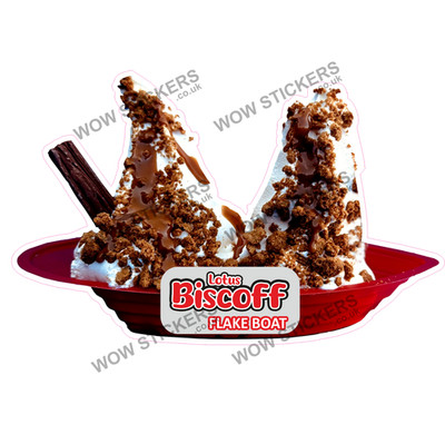 Biscoff One Flake Boot Eis Aufkleber Abziehbilder Whippy Van Trailer (Größe wählbar)