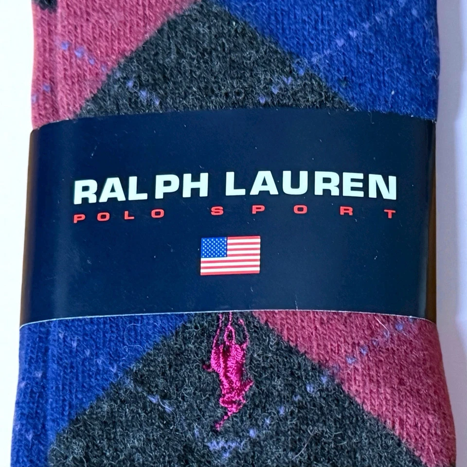 De Colección Polo Deportivo Ralph Lauren Calcetines Mujer 9-11 Lana Nylon Hasta la Rodilla Argyle Pony Foto 2 de 4