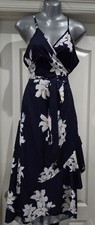 Women's Blue Floral Sleeveless Wrap Around Dress Size XL