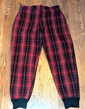 VINTAGE Red Buffalo Plaid Wool Hunting Pants Woolrich 34x32