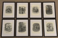 Dickens Character Sketch Prints – Frederick Barnard – Set of 8, Framed