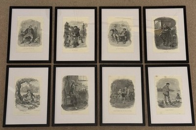 Dickens Character Sketch Prints   Frederick Barnard   Set of 8, Framed