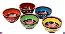Cactus Canyon Ceramics 5-Piece Colorful Terracotta Salsa Bowls, Microwave Safe
