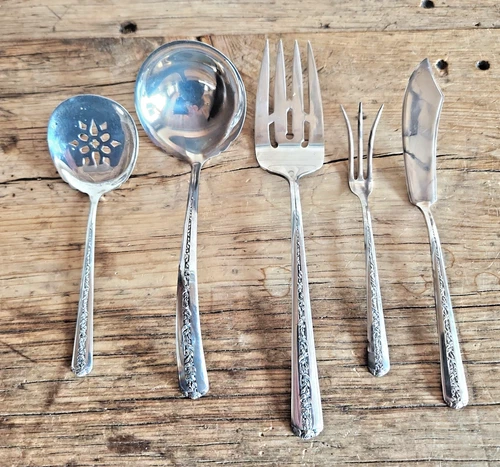 Towle Rambler Rose Sterling Silver Mixed 5-Pc Serving Vintage Lot 184 Grams