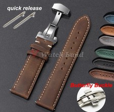 Genuine Calfskin Leather Watch Band 18mm 20mm 22mm 24mm Butterfly Buckle Strap