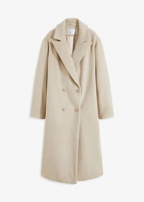 Neu Overzide Mantel l in Wolloptik Gr. 46 Kitt Damen Jacke Coat Anorak