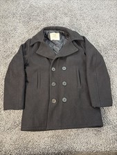 U.S. Navy Enlisted Wool Black Peacoat Men's Size 38L Style# MP72132 Made In USA