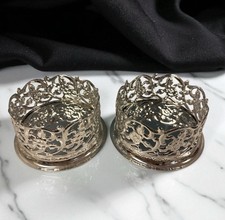 2 Vtg Metal Glow Wedding Unity Candle Pillar Holders Candleholder Silver USA