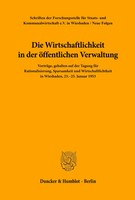 Die Wirtschaftlichkeit In Der öFfentlichen Verwaltung. | / | Taschenbuch