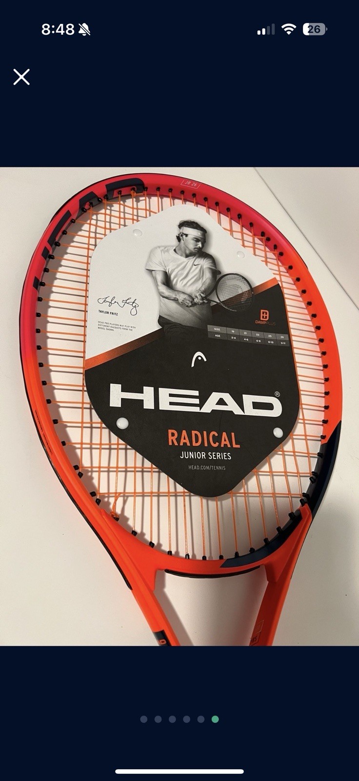 New Head Radical 26 Junior Pre-Strung Tennis Racquet Grip 4, FREE Head Bag