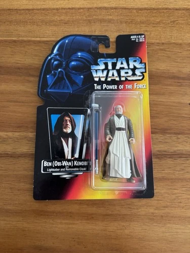 Star Wars POTF2 Ben Obi-Wan Kenobi Kenner 1995 Red Card MOC Lightsaber Cloak