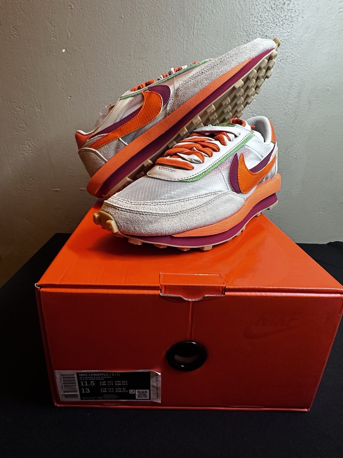 SACAI X NIKE Nike Sacai x Clot x LDWaffle Net Orange Blaze DH1347 100 taglia 11 NUOVE CON SCATOLA