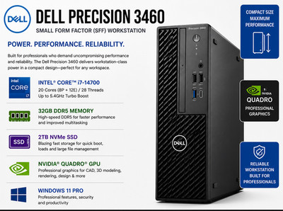NEW Dell Precision 3460 SFF Intel Core i7 5.4GHz 32GB DDR5 2TB SSD W11P Desktop