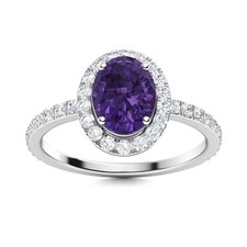 Natural Amethyst Solitaire with Accents Unique Ring Jewelry Sterling Silver