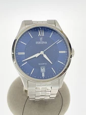 FESTINA F20425 Quartz Analog Watch Navy Dial Stainless Steel Excellent JAPAN