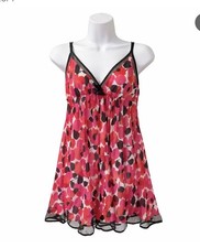 Oscar de la Renta Y2K Babydoll Slip Dress Women’s S Floral Front Tie Chiffon S