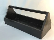 Vintage Wooden TOOLBOX Saw Caddy Carpenter Primitive * ALL ORIGINAL *  24”