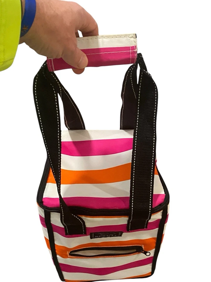 Scout Large Lunch Box Pink Orange Striped Cooler Insulated Strap - Image 3 of 4