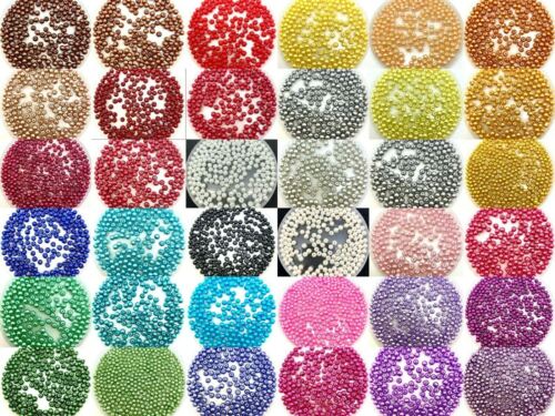 Perlas sintéticas de vidrio de 3 mm: hebra de más de 200 cuentas de perlas redondas - más de 100 colores y mezclas - Imagen 1 de 127