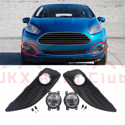 LH&R Clear Lens Driving Fog Lamps Lights Covers b For Ford Fiesta 2013 2014 2015