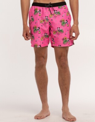 NEFF x Disney Mickey Mouse Mens Hot Tub Volley Pink Swim Shorts NWT S, M, L