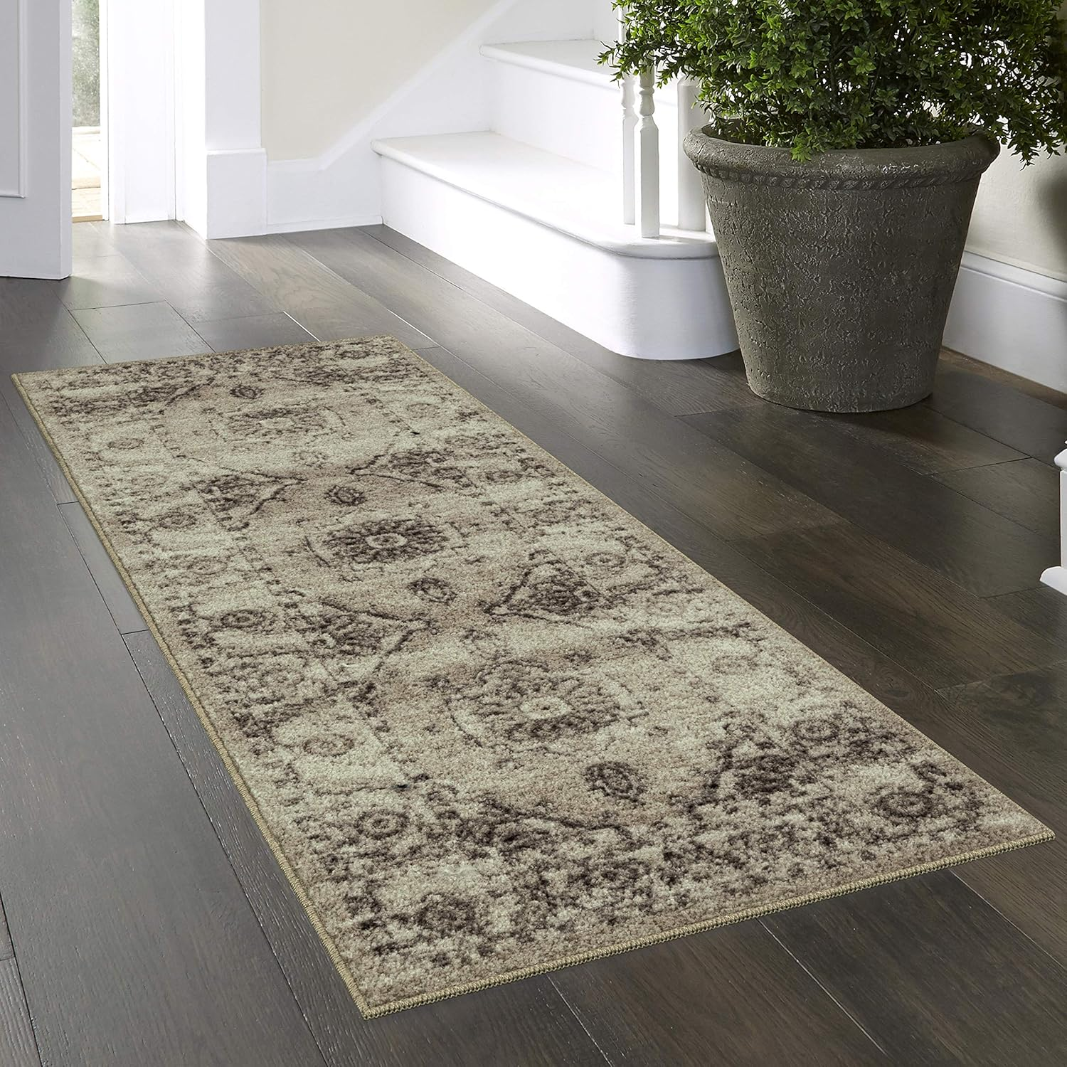 Distressed Lexington Non Slip Runner Rug for Hallway Entry Way Floor Carpet [Mad
