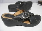 Women's BOC Born Black Leather Wedge Heel Platform Buckle Slip-on Size 8/39 W349 — photo 2