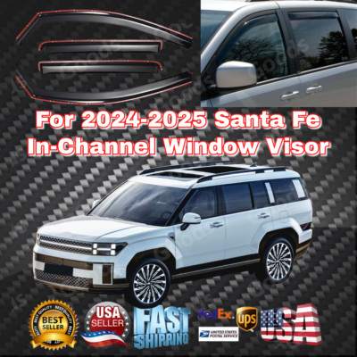 In-Channel Window Rain Visors Sun Guard Deflector For 2024-2025 Hyundai Santa Fe