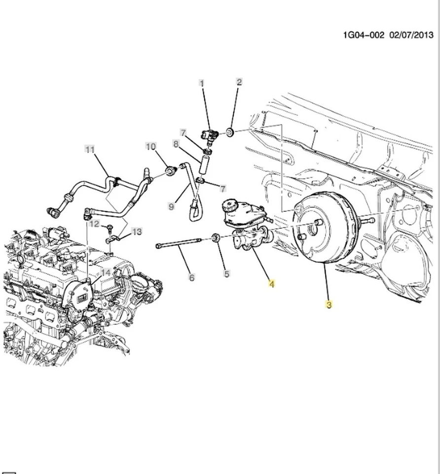 Power Brake Booster with Master Cylinder 2013-16 Buick LaCrosse Chevrolet Malibu - Image 2 of 4