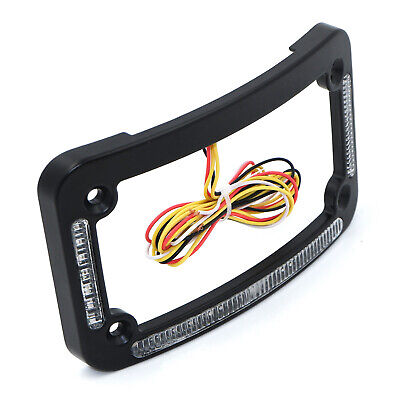 Details about   Dual LED Flat Motorcycle License Plate Frame w/ Brake OR Turns Black Finish