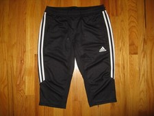 Adidas Climacool Women's Sz SMALL Soccer Tiro 16" Black pants zip pockets BS3706