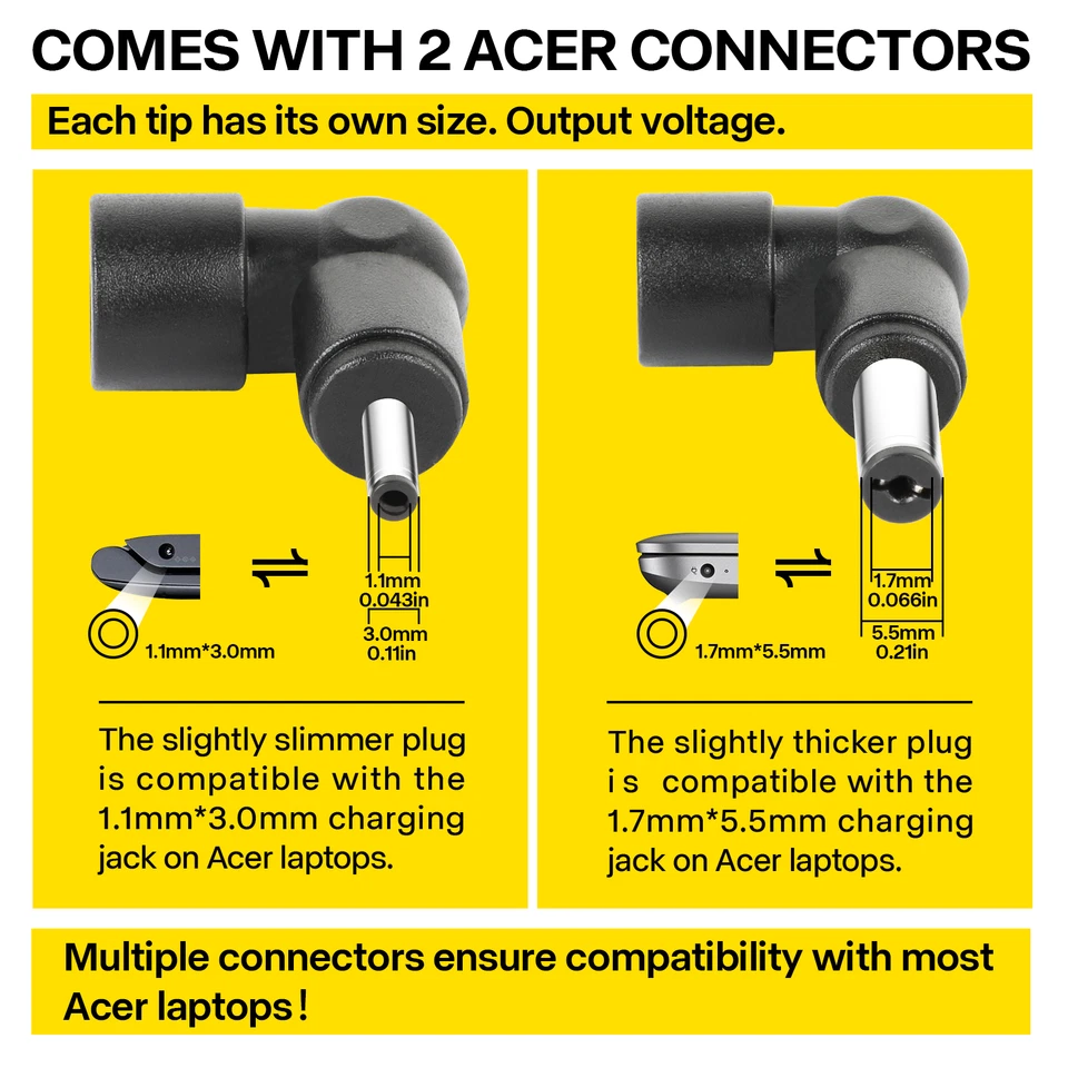 FOR ACER 3.0*1.1mm 5.5*1.7mm 19V 3.42A 65W AC Power Adapter Aspire 1 2 3 Charger - Image 4 of 4