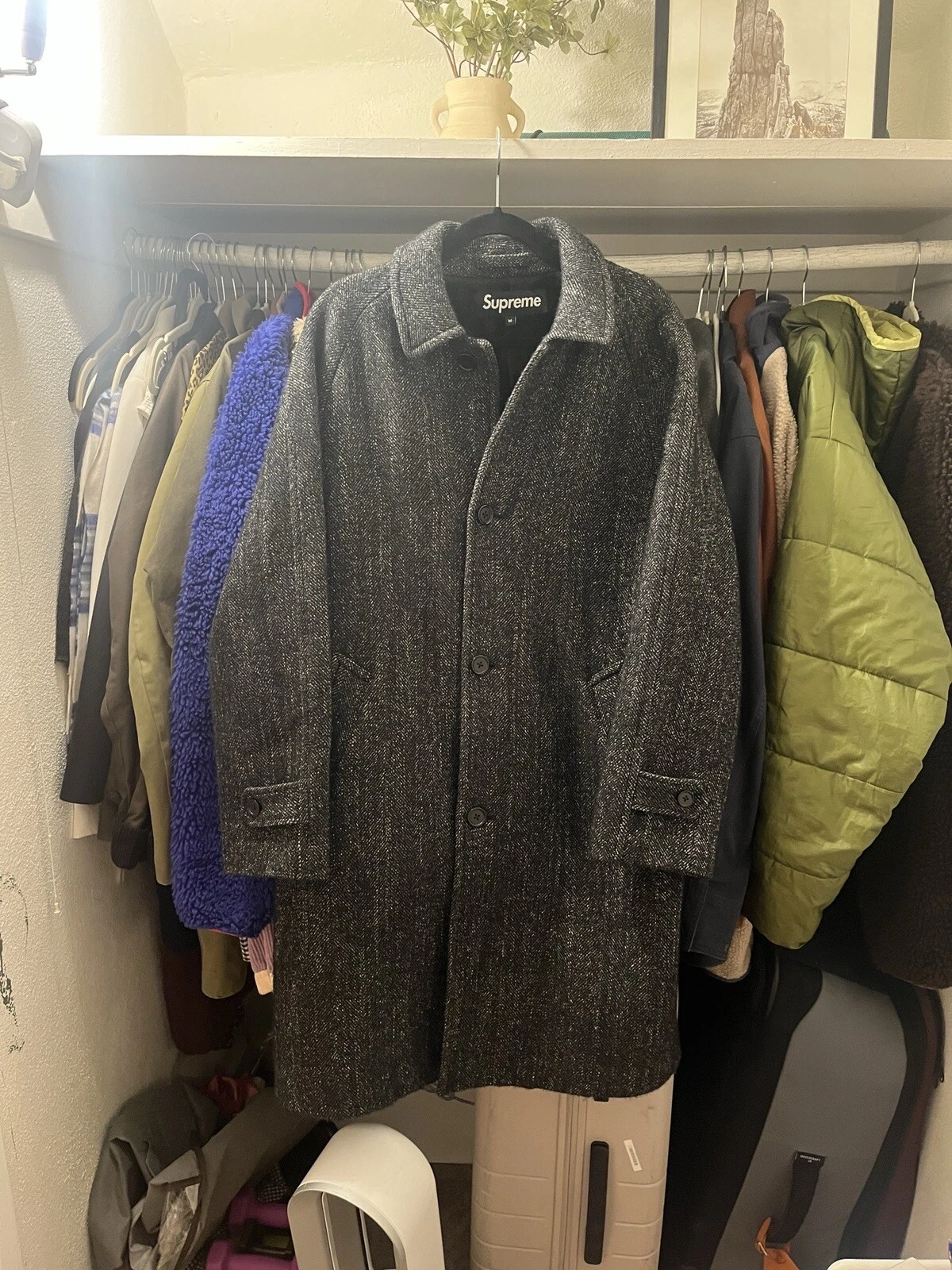 %100 Autentico Soprabito Supreme Loro Piana Lana di Alpaca Nero Taglia M