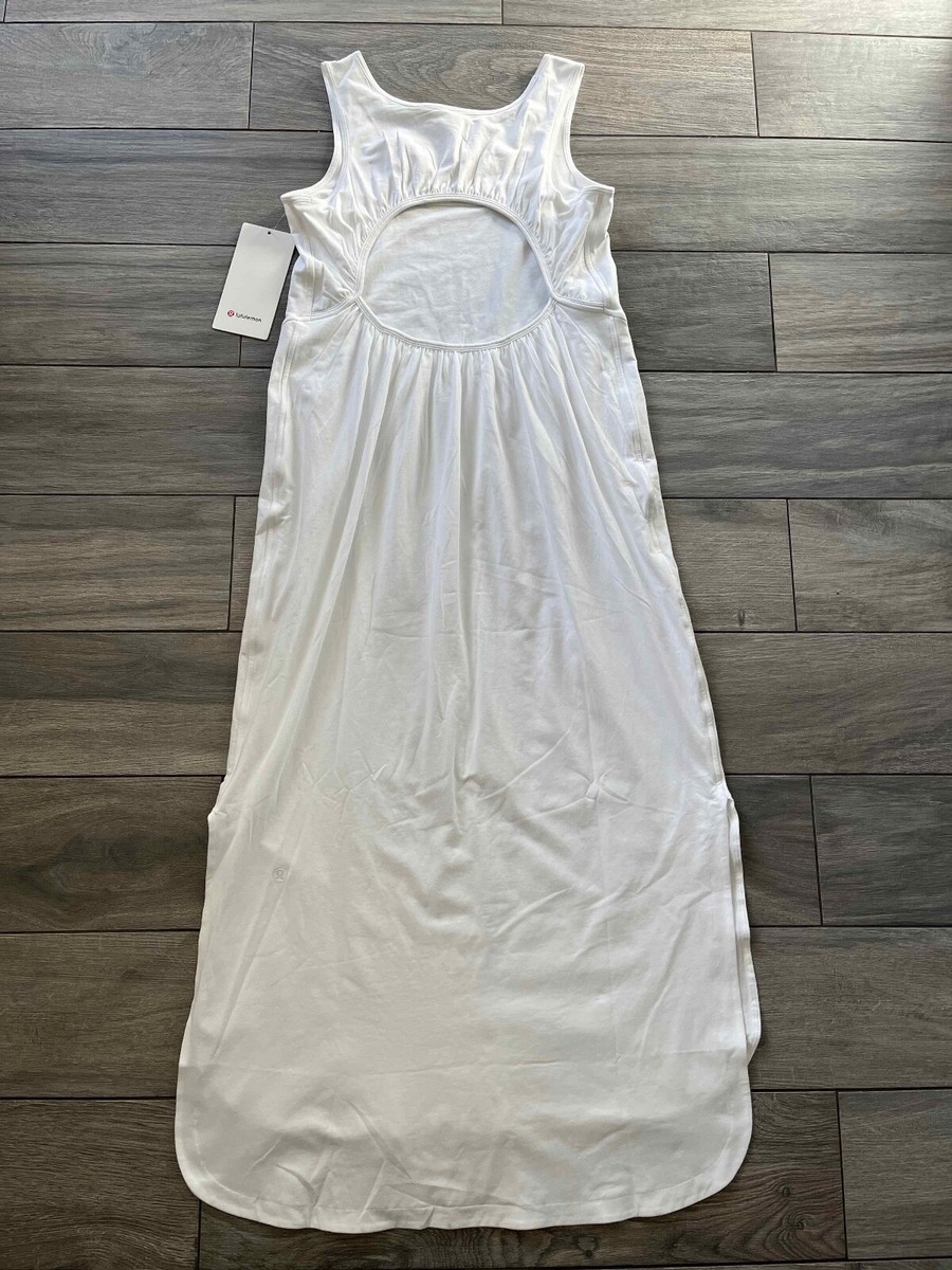 pima cotton open-back midi dress Lululemon Pima Cotton Open-Back Midi Dress - White
