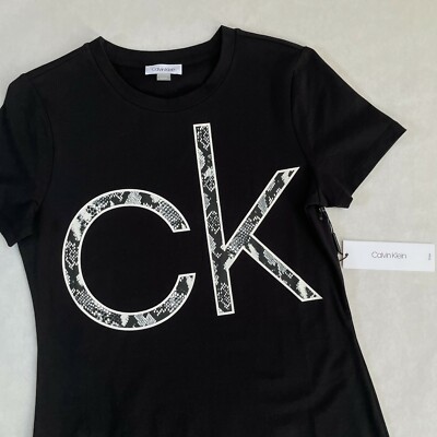 ck shirt dress Calvin Klein Monologo Mini T-Shirt Dress