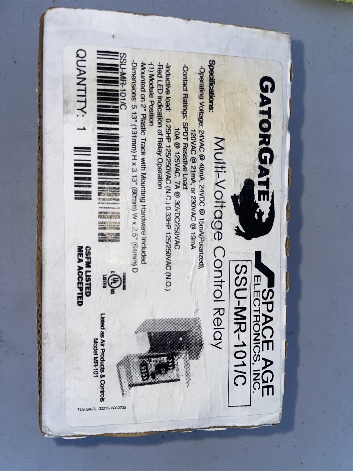 GatorGate SSU-MR-101/C Multi-Voltage Control Relay Space Age Electronics NEW