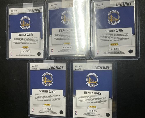 2024-25 Panini Instant #355 Stephen Curry ALL-STAR MVP Trophy Warriors 5 Card - Picture 2 of 2