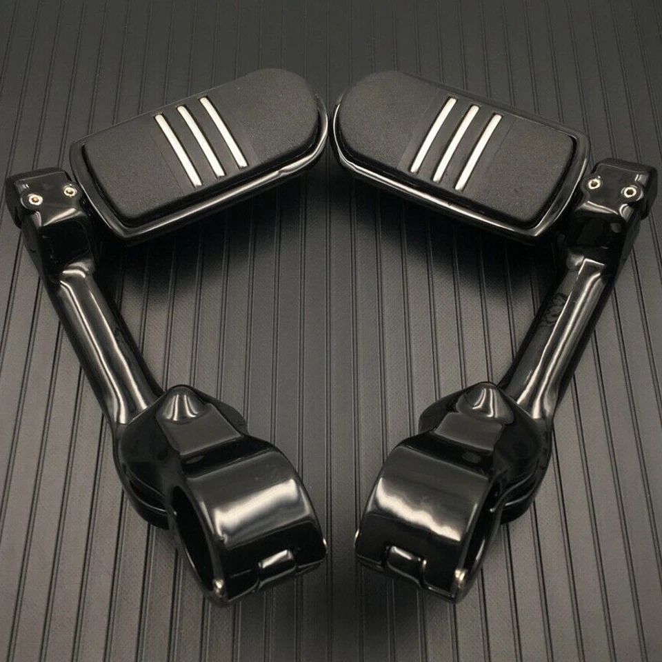 1.25" Adjustable Highway LONG Angled Foot Pegs Footrest For Harley Engine Guard Foto 4 de 4