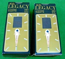 x2 Pair Vtg Pretty Polly LEGACY Ultrasheer Tights Dusky Black Fits 33" - 37" New