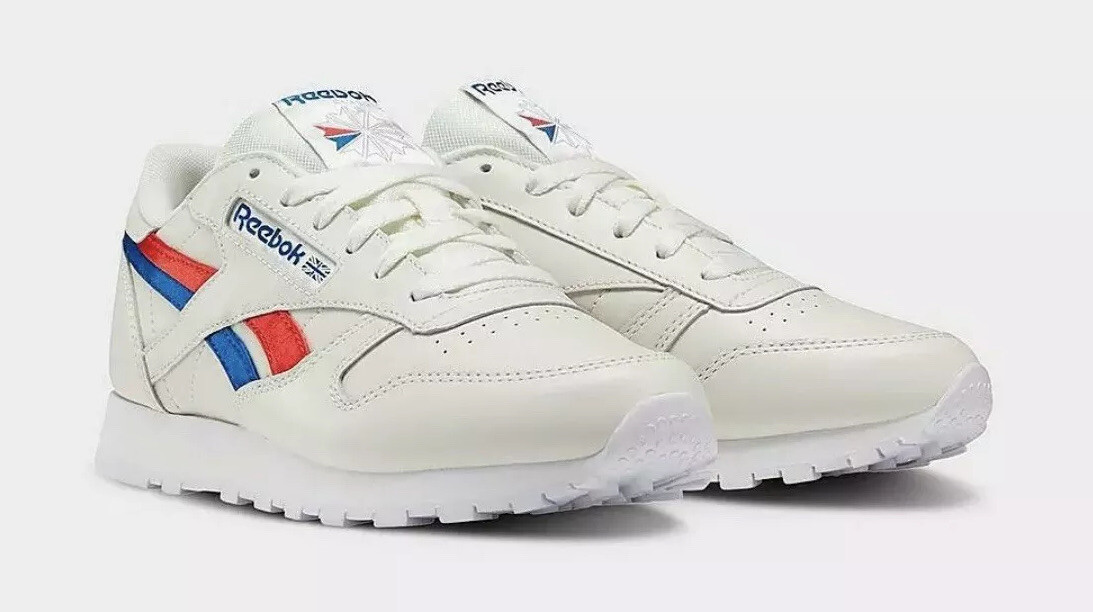 Reebok Classic Leather Chalk Vector Red Blue Run Shoes Womens 11 New In Box