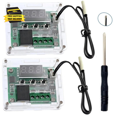 2 Pcs XH-W1209 12V Temperature Controller LED Display -50~110  with Housing and 