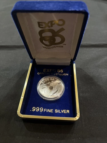 1986 World Expositions Vancouver, Canada .999 Fine Silver Round w/Box
