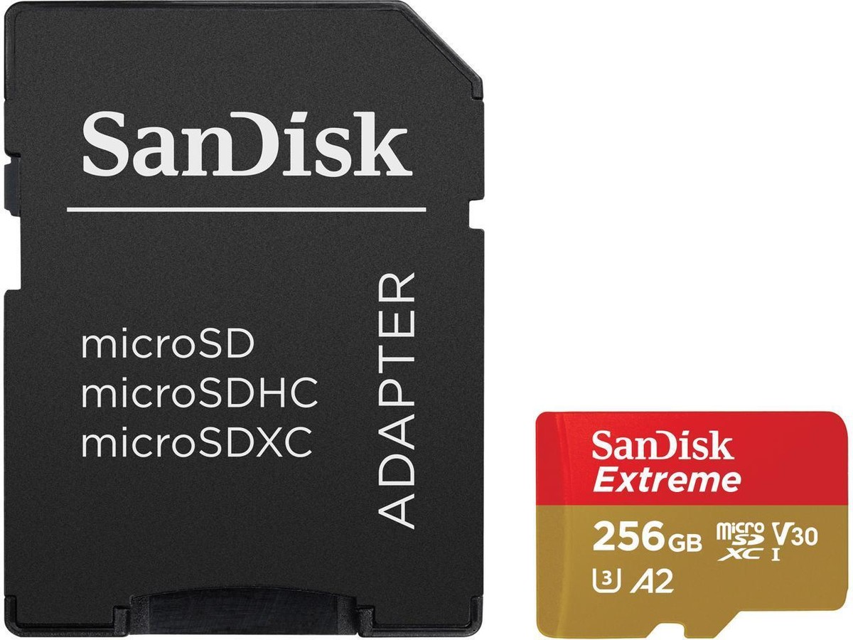 SanDisk 256GB Extreme microSDXC UHS-I/U3 A2 Micro SD Card with 