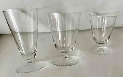 Art Deco 3er-Set Fußglas Kelchglas in 3 Größen,Josef Hoffmann,Rand geschliffen