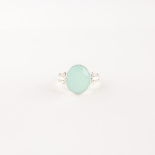 Aqua Chalcedony Gemstone 925 Sterling Silver Jewelry Stylish Ring For Girlfriend