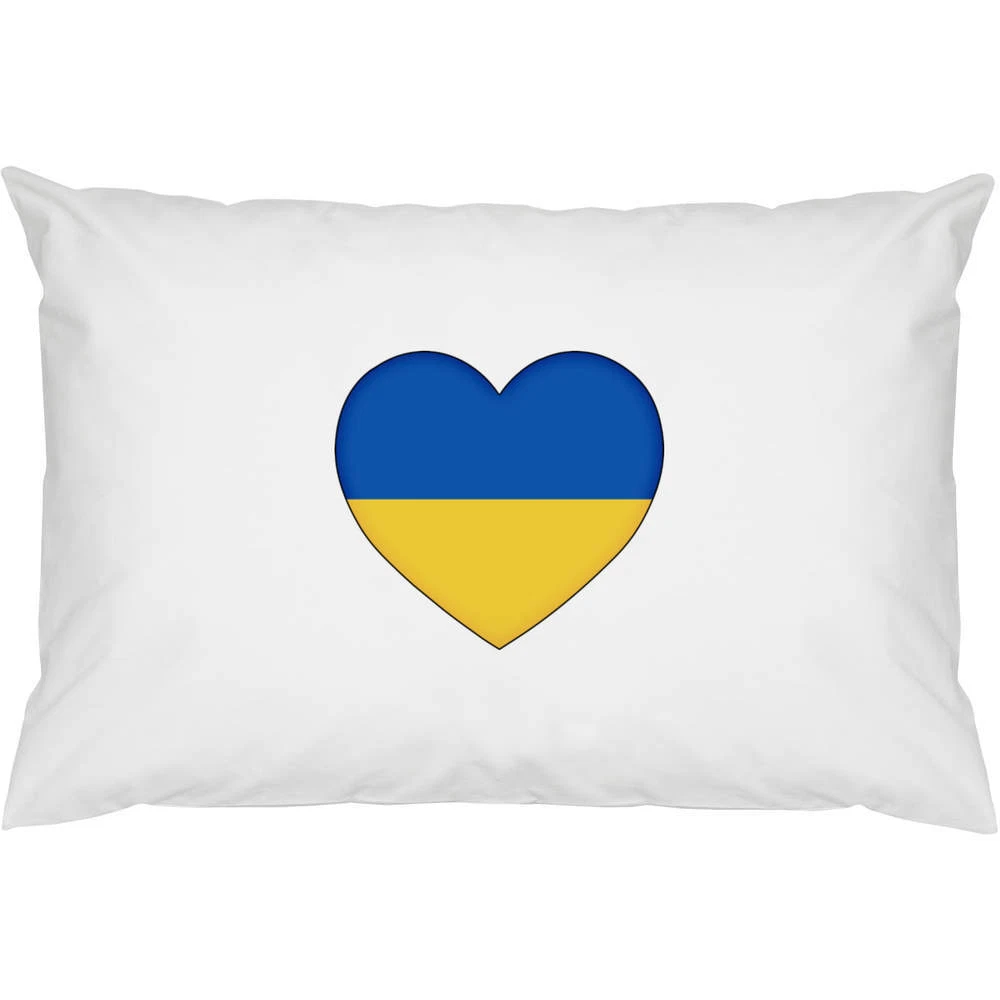 2 x Ukraine Flag Love Heart Cotton Pillow Cases PW00027922