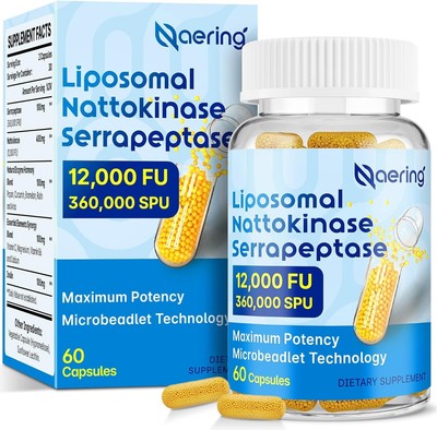 Liposomal Nattokinase 12,000 FU Serrapeptase 360,000 SPU Enzyme Supplement