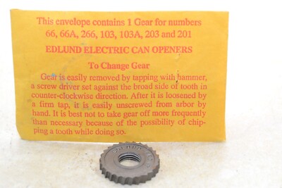 Edlund Commercial Electric Can Opener Gear for #66,66A,266,103A,203,201 NOS