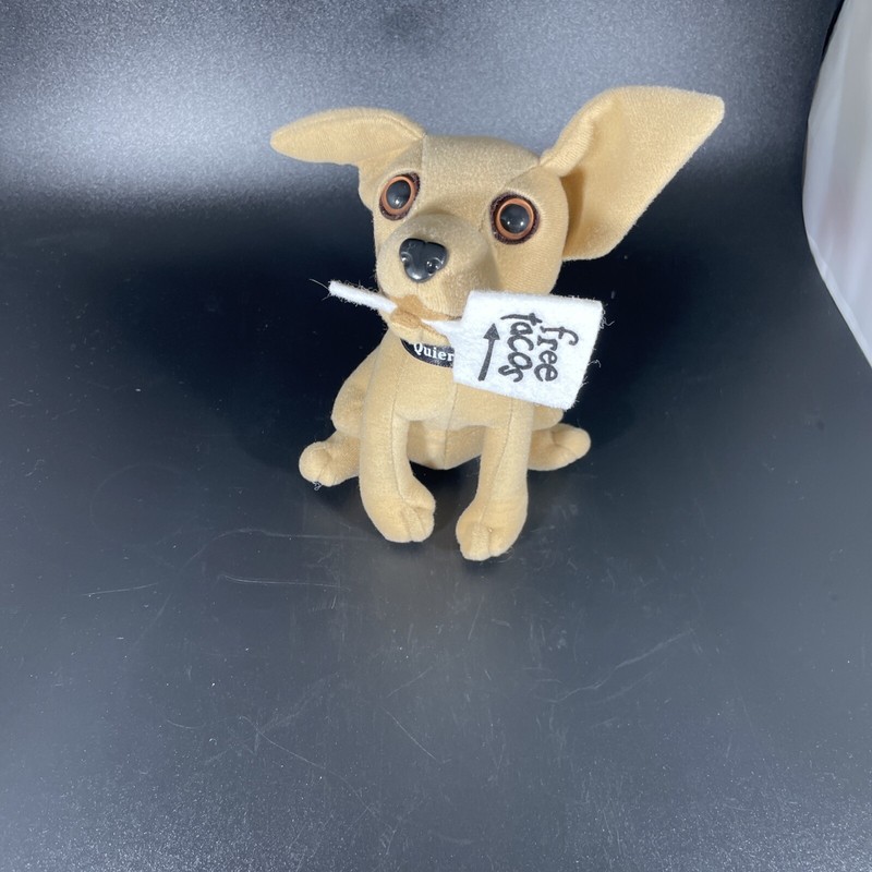 Vintage Plush Taco Bell Chihuahua with Free Tacos Sign