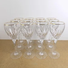 12 Mikasa Crystal Rendezvous Gold 8 3/8" Wine Goblets Glasses
